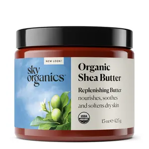 Sky Organics Organic Shea Butter, Replenishing Butter for Body & Face, Soothes, Softens and Boosts Skin's Overall Moisture and Radiance, Suitable for Dry Skin, USDA Certified Organic Skin Care, 15 Oz Body Care Lotions Fragrance Radiant