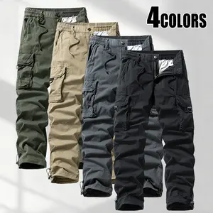Men's Vintage Washed Cargo Pants | 97% Cotton Stretch, Multi-Pocket, Relaxed Straight Leg Trousers for Outdoor Work Hiking Daily Wear