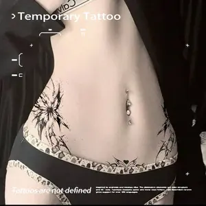 E-Girl Waist & Abdomen Thorn Butterfly Herbal Juice Tattoo Sticker, Semi-Permanent Waterproof Long-Lasting Non-Reflective, Realistic Tattoo for Side Waist & Lower Belly Sticker Tattoos