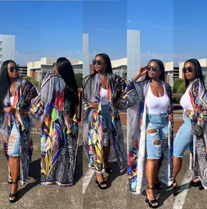 RESTOCKED TULUM OPEN FRONT KIMONO LONG KIMONO - BLACK AND FUCHSIA BLEND