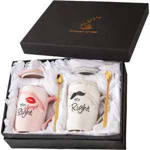Mr and Mrs Coffee Mugs Set -  Wedding Gifts For Bride Groom His and Her Anniversary Engagement Bridal Shower  for Him Her Couples Gifts for Mom Dad Parents Present Valentine's Day