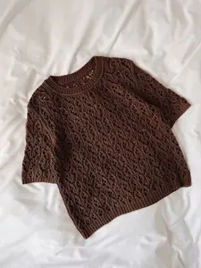 Women's Hollow Out Knit Sweater Summer Thin Short Sleeve Cardigan, Casual Fitted Heart Pattern, Fall & Winter Fashion