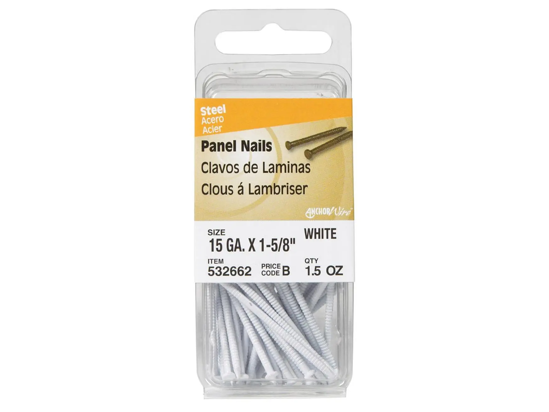 ACEDS 5331756 High-Quality Flathead Framing Panel Nails, Flathead Type, 1.63 in White, 1.5 oz per Pack - 6-Pack House Framing Tools & Hardware Fasteners, Dependability
