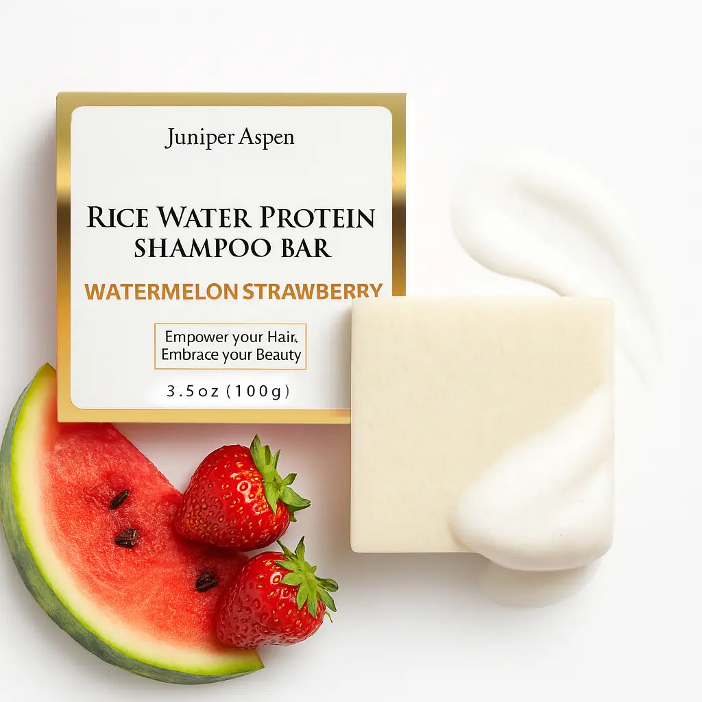 Rice Water Protein Shampoo Bar – Watermelon Strawberry Scent – Solid Shampoo for All Hair Types – Eco-Friendly, Sulfate-Free, Travel-Friendly Hair Care Gift
