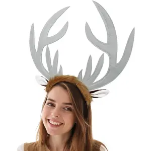 Deer Antlers Headband for Women Cute Deer Ears Antler Crown Renaissance Costume Acessories for Christmas