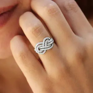 Maxine Gorgeous Infinity Knot Design Wedding Ring,5A Cubic Zirconia Bridal Ring Set,Women's Ring Jewelry,Wedding Ring Set for Daily,Travel,Proposal,Birthday,Anniversary, Daily Wear
