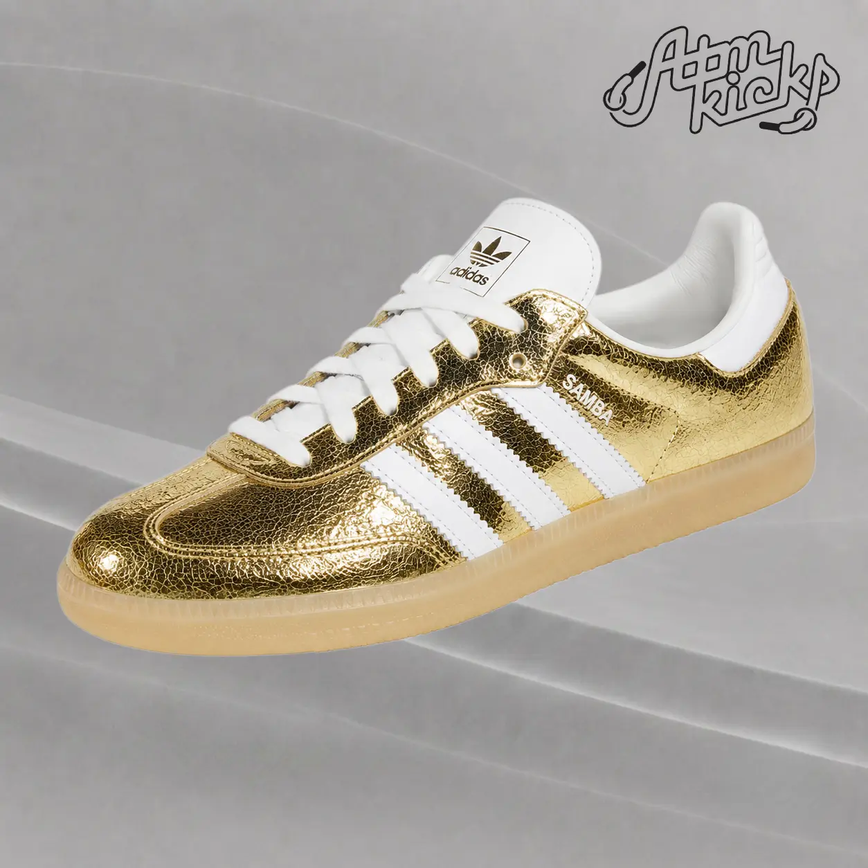 adidas Samba OG Gold Metallic Cracked Leather (Women's) Women's Authentic Shoes Footwear Sneaker Trainer Comfortable Walking Fashion Trending Gift