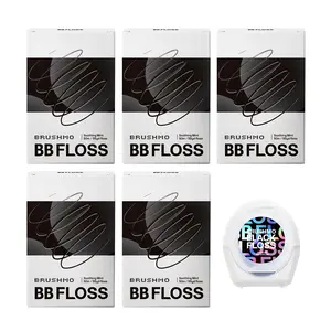 Brushmo Black Floss (BB Floss) Expanding Dental Floss, 5 Spools (275 yd), Dentist/Engineer-Designed, Deep Clean, Shred Resistant, All Natural Microcrystalline Waxed, Non-Toxic PTFE & PFAS Free Floss Oral Comfort black floss teethflossing