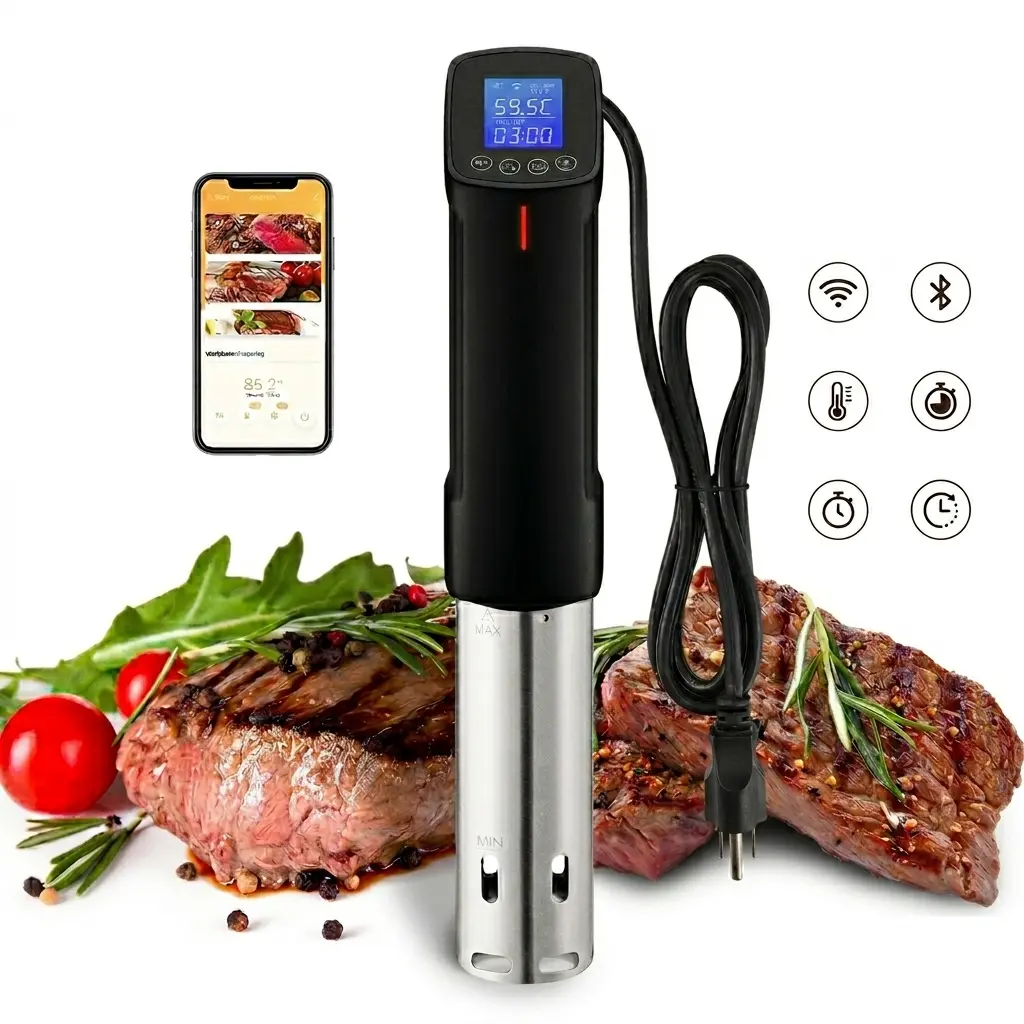 INKBIRD WiFi App-Controlled Low Temperature Cooking Machine with WiFi Digital Meat Thermometer, Ultra-Silent Fast Heating, APP Recipes, Timer, Alarm Clock, Ideal for Meat & Vegetables, Kitchen Gift for Fatherssummerwins