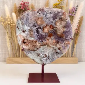 Multi-Colored Pink Amethyst Slab with Custom Stand