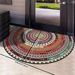 Boho Style Semicircular Door Mat, Non-slip Soft Floor Mat, Decorative Carpet for Home Living Room Bedroom Entry Door