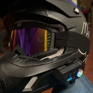 Rechargeable Motorcycle Helmet Speaker, IPX6 Waterproof Helmet Earphone with Automatic Response/Call Music Control, Compatible with All Helmets