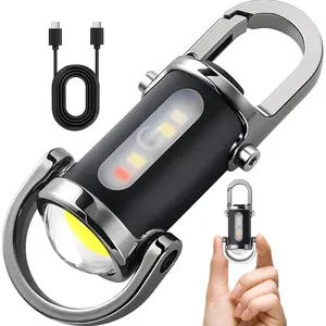 Portable USB-C Rechargeable Keychain Flashlight & Phone Charger – Ultra-Bright Mini Light with 7 Modes, Waterproof EDC Micro Torch for Camping & Outdoor Use (2-Pack)