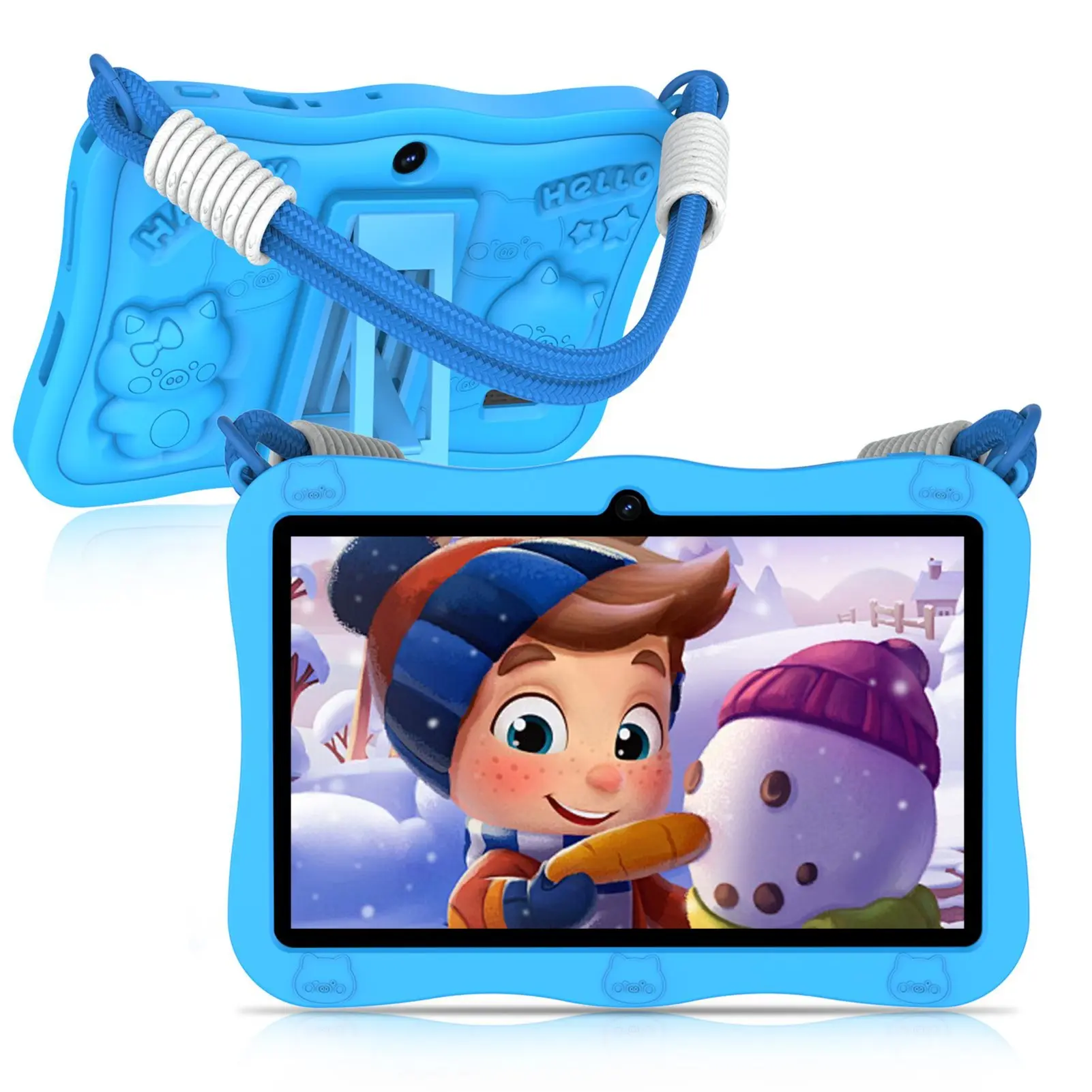 7" HD Kid Screen Learning Entertainment Tablet for Kids, Android 15 Quad-Core Device, 8GB RAM, 32GB Memory, WiFi 6, Parental Control, Learn & Play Apps, Flash Cards, Durable Case, Animal Content, Dual Cam, Back-to-School/Christmas Gifts