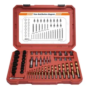 49-Piece Imperial Tool Set - Reverse Thread Technology for Removing Stripped Nuts, Hex Screws, Bolts - Ideal for Automotive, Workshop Repairs