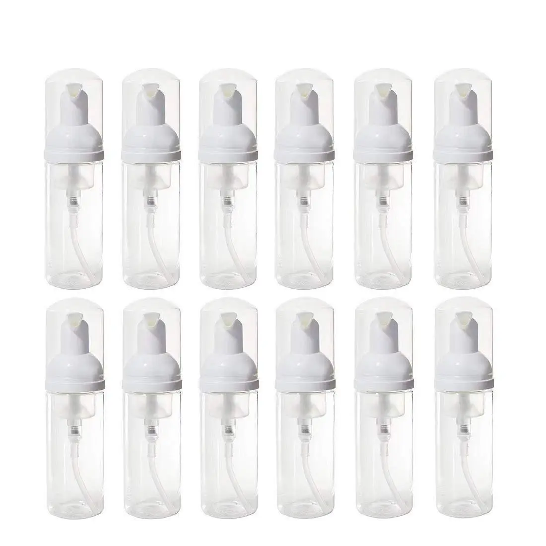 12 Pcs Empty Bottle Travel Soap Bottle | Plastic Foam Dispenser Bottle | Mini Foaming Soap Pump Dispenser for Cleaning, Travel, Cosmetics Packaging (50 ML)