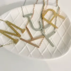 Sideways Initial Necklace, Large Initial Necklace, Oversized Letter Necklace, Preppy girl Necklace