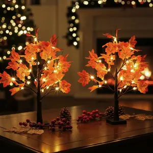 2-Piece Valentine’s Day & Christmas Tree with Maple Leaf Lights High-Brightness LED Bulbs for Holiday Decorations Birthdays Housewarmings Gifts