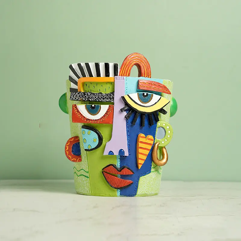 Abstract Character Face Shaped Planter Pot - Decorative Vases, Artistic Design Vases, Flower Pots & Planters with Drainage for Succulents, Indoor Home Decor Flowers Display