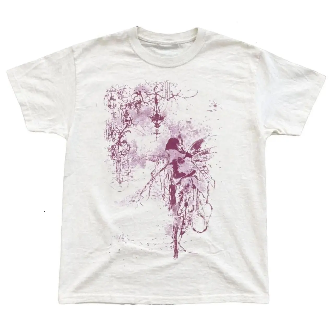 Cottagecore Fairy Tee - White Watercolor Print Shirt