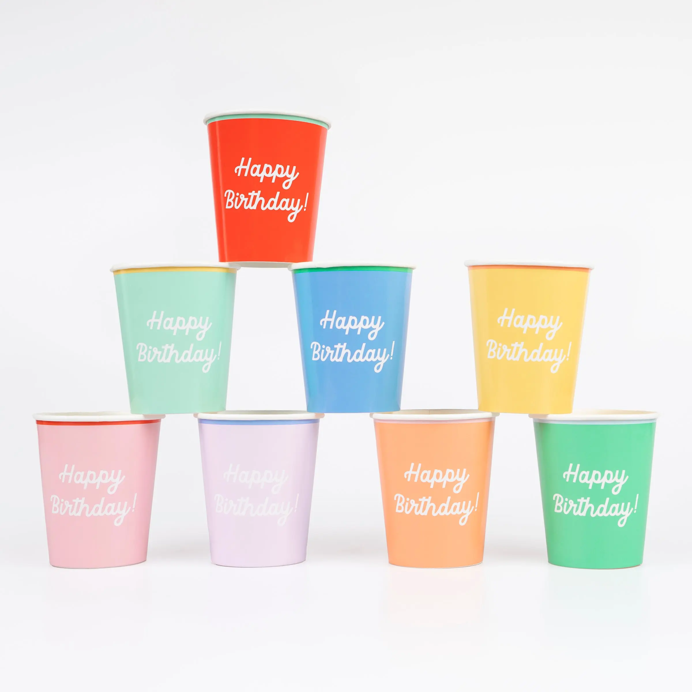 Mixed Happy Birthday Cups (x 8)
