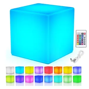 Remote Control USB Rechargeable Glowing Cube Lamp, 16 Colors LED Emotion Light, LED Mood Light, Outdoor Waterproof LED Cube for Home Garden Party Decor