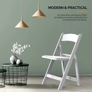 VINGLI Resin Folding Chairs with Cushion, Foldable Plastic Chair with Comfortable Padded Seats, Perfect for Event Party Indoor Outdoor, White/Black, 1 /4 PC