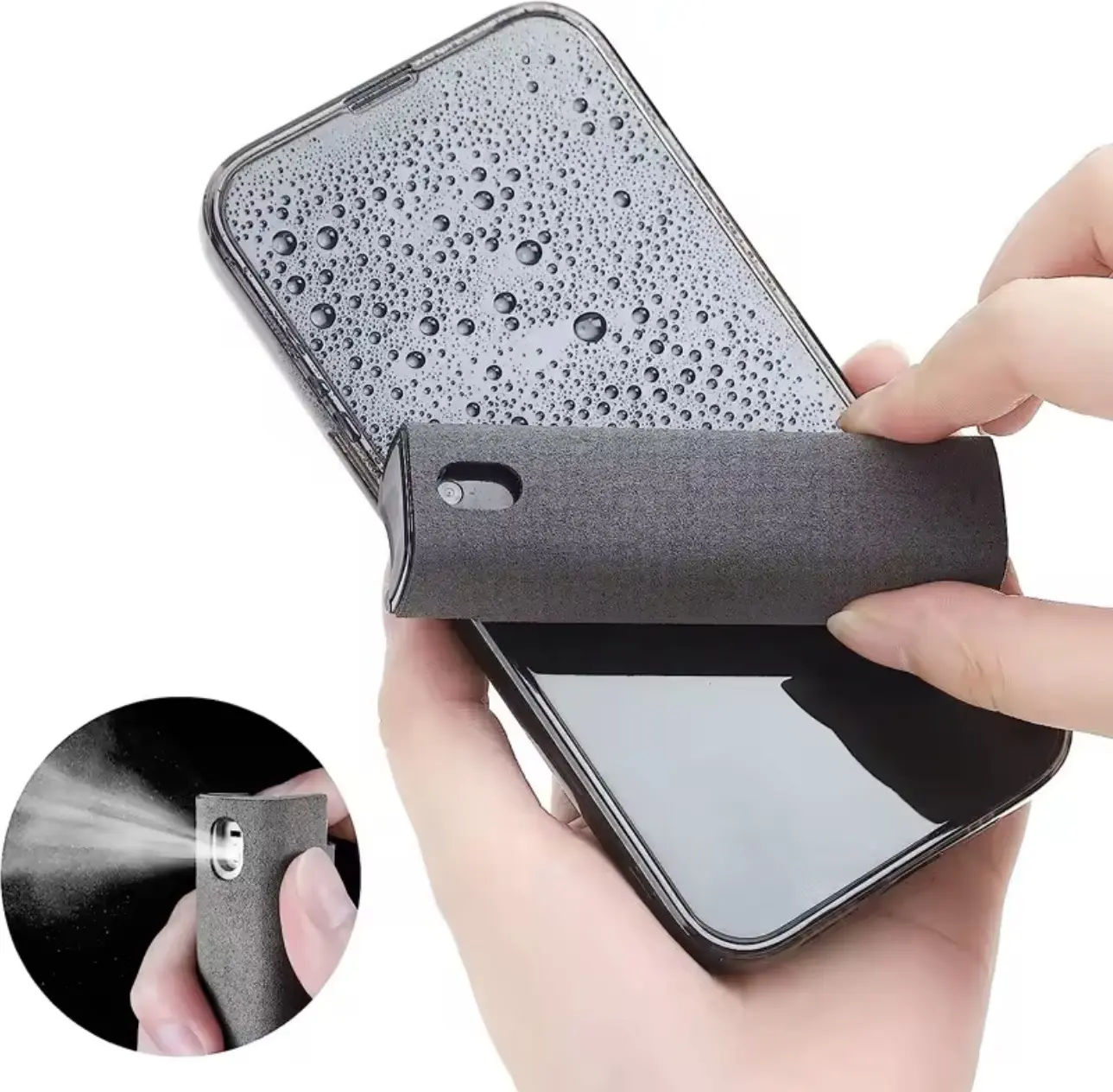Screen Wash 2-in-1 Refillable Spray & Microfiber Wiper for Phones Windows Glass Effective Dirt Removal Clear View Easy Application No Streaks