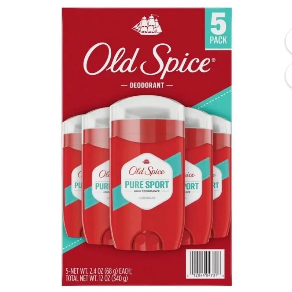 Old Spice Pure Sport Scented Daily Water-Resistant Complete Deodorant Supply, 3.0 oz Invigorating Men's Body Care (Pack of 5), Keeps You Feeling Fresh, Made For Everyday Freshness And Sport, Multi-Pack, Cosmetic