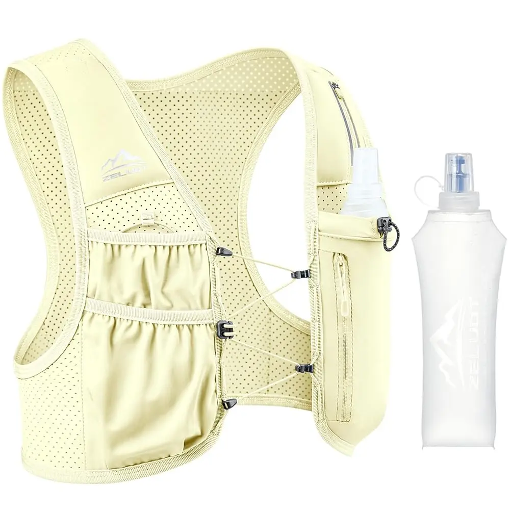 Running Vest for Women and Men, Adjustable Chest Straps, Running Hydration Vest with 500ml Soft Flask, Lightweight Reflective Hydration Backpack for Marathon, Trail Running & Sports