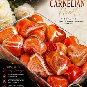 Natural Druzy Carnelian Heart Crystal Set - 3 Pieces $39,/House Room Decor Statement Item to Boost Creativity shop high end