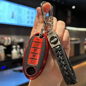 electric dipstick For Nissan Key Fob Cover with Key Chain - Red TPU Case for Altima, Sentra, Rogue, Pathfinder, Murano, Armada, Maxima, Versa - Durable & Stylish Car Accessory, Car Key Cover | Modern Keychain | Durable Key Fob
