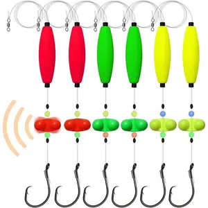 Catfish Rigs Santee Rig Catfish Float Rigs Circle Hooks  6/0 8/0 Catfishing Tackle 6pcs, Catfish Fishing Tackle Making Kit Equipment Accessories with Float, Hook, Swivel and Fishing Bell,bank fishing