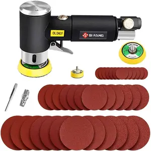 1/2/3 Inch Pneumatic Small Orbital Mini Air Sander for Auto Body Work, Mini Polisher with 45PCS Sanding Discs + 3PCS Backing Pads, Air Powered