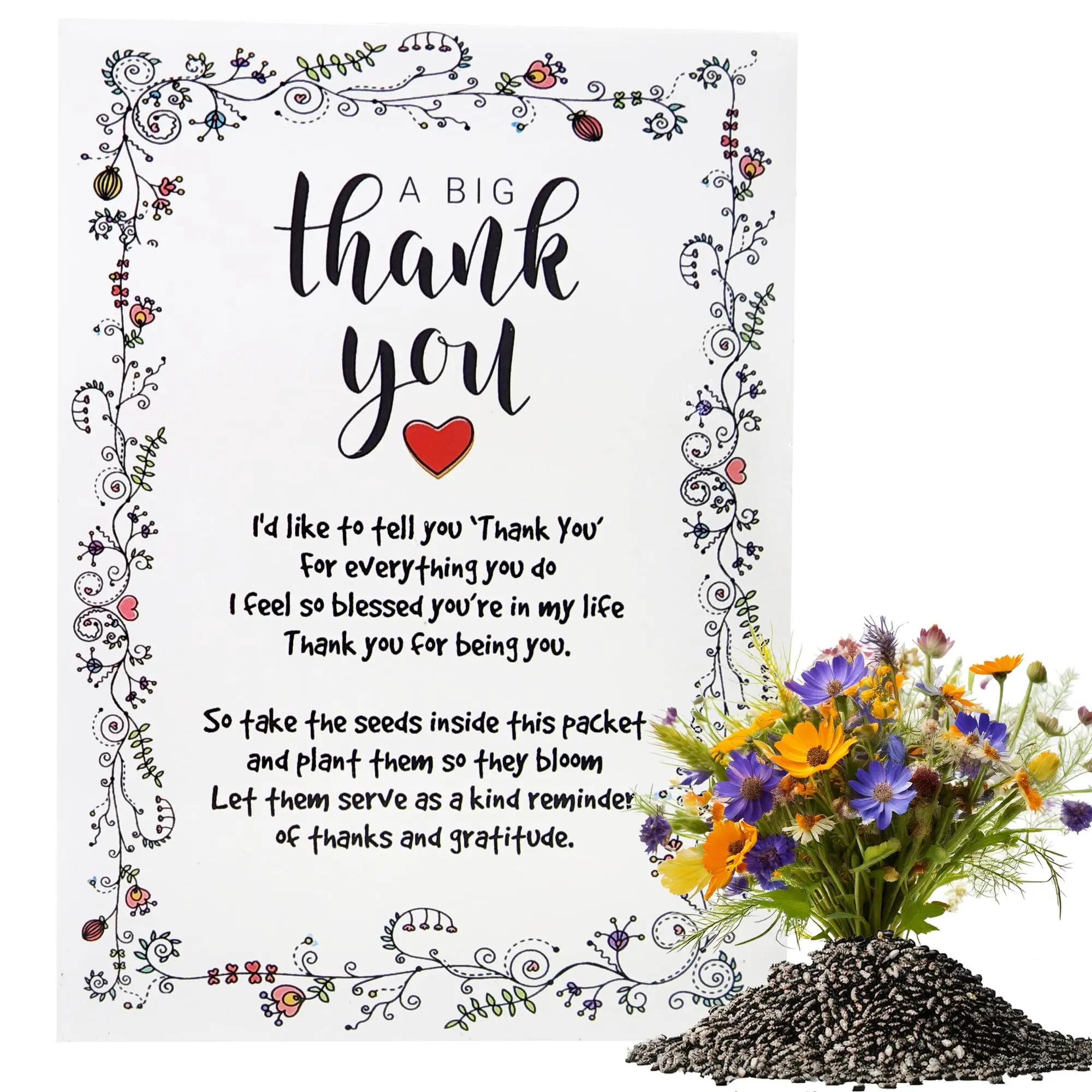 Thank You Seed Favors | 20 Packets | Pre-Filled | Show Thanks and Gratitude | Gender Neutral | Bridal Showers, Weddings, Baby Showers, Celebration of Life, Birthday, Memorial, Remembrance