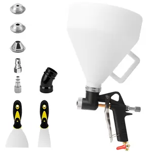 Black Texture Drywall Sprayer Kit Spray Guns with 1.5 Gal Hopper, 3 Nozzles (4.0/6.0/8.0 mm), Elbow Hose – for Home Improvement, Popcorn, Ceilings, Splatter, Wall Patch Works