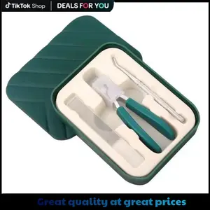 3-Piece Green Eagle Beak Nail Clipper Set – Large Opening, Anti-Splash Beveled Clippers for Thick & Hard Nails | Heavy-Duty Manicure Tools for Home Use