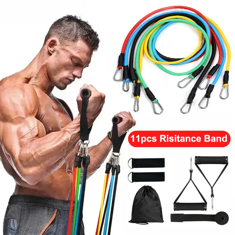 11PCS Resistance Bands for Working Out, Exercise Bands with Handles, Stretch Bands for Exercise, Fitness Workout Bands with Door Anchors for Body Training & Strength Training
