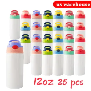 12oz Sublimation Tumbler Bulk, Toddlers, Heat Press for Print, Sublimation Tumbler Cups with Handle, Domestic Durable Straight Double Wall Sublimation Water Bottle Blanks Premium Quality DIY Drinkware Flasks Lid Stainless
