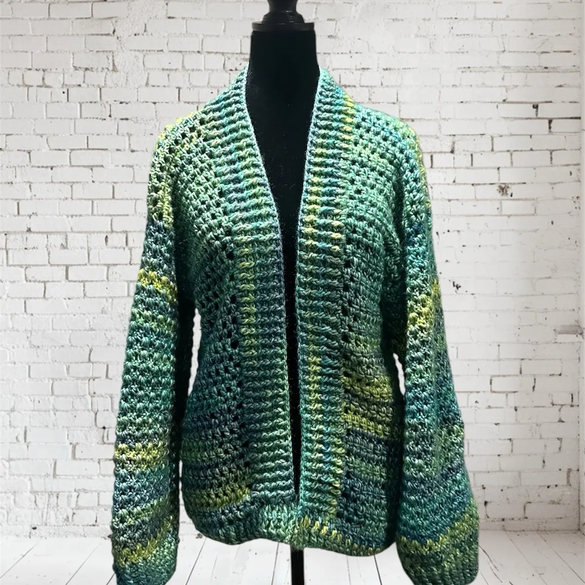 Green Ombré Handmade Crochet Cardigan - Knitwear for Women, Unique Design, Soft Fabric, Perfect for Layering - Womenswear