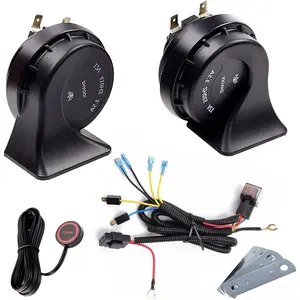 Car Horn 12V Truck Horns with Button Kit, Waterproof, 125dB High Low Tone Dual Snail, Universal Fit, Super Loud with Relay harness Suitable for most vehicles, RVs, pickups and off-road cars