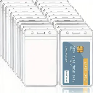 20pcs Waterproof Transparent Plastic Protector Case - Business Credit Card Holder ID Card Badge Holders Office Stationery Supplies Office Accessories