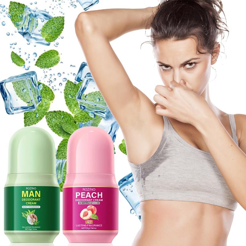 ROZINO Man Mint & Peach Deodorant Cream Long Lasting Protection 72 Hours Travel Friendly Compact Light Fragrance for Summer