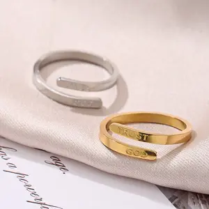 Letter Engraved Stainless Steel Wedding Rings,fashion Jewelry for Party, Daily Clothing Decor, Trendy All-match & Exquisite Jewelry for Birthday Gift