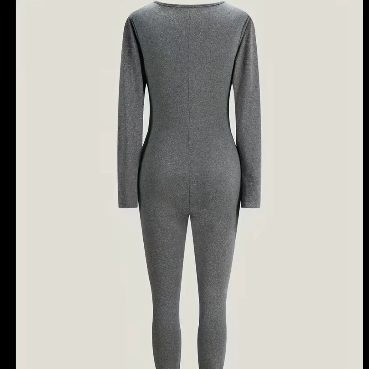 Womens Gray Longsleeve Full Bodysuit Casual Spandex/Polyester