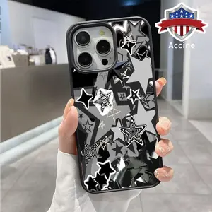 Magnetic Phone Case Supports Wireless Charging for iPhone 16 Pro Max 15 Plus 14 13 12 11 XR XS Cool design Five-Pointed Star Pattern Anti-Yellowing Shockproof Durable Ultra-Thin Crystal Transparent Acrylic Cover.