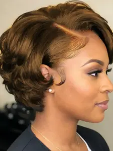 13x4 Lace Wig Pixie Cut Wigs Human Hair for Women Transparent Wig Wave Wig Glueless Frontal Wig