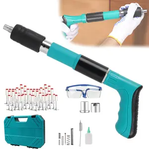Concrete Nail Gun Kits with 100pcs Nails, Manual Steel Nail Gun, Wall Fastening Power Tool, Portable Nail Shooting Machine, Wall Anchor Wire Slotting Device