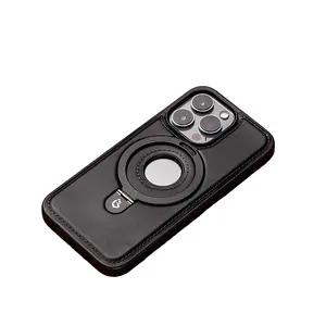 Leather Material with Metal Magnetic Folding Stand Case Cover for iPhone