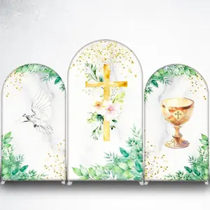 15-day Delivery Gold Chalice Arch Backdrop Cover for First Communion and Religious Events
